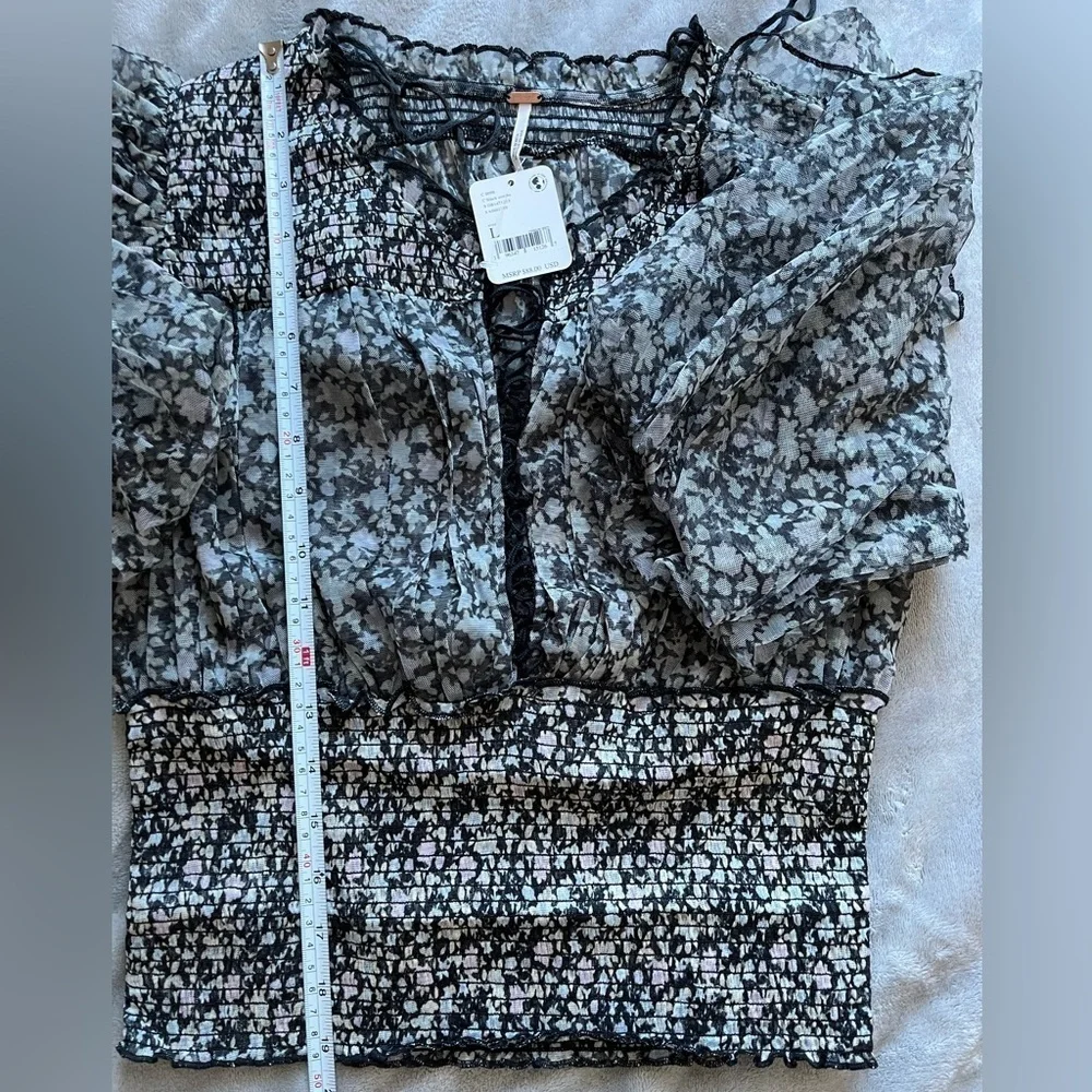 𝅺free People Beatrice Ruffle Blouse Top ,L - Picture 5 of 6